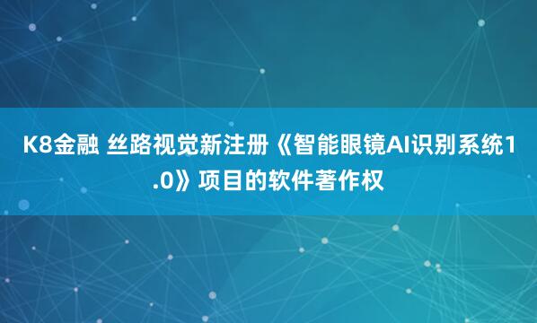 K8金融 丝路视觉新注册《智能眼镜AI识别系统1.0》项目的软件著作权